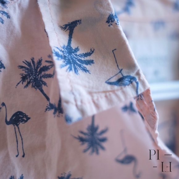 Button down shirt flamingos pattern 100% cotton - Picture 2 of 7